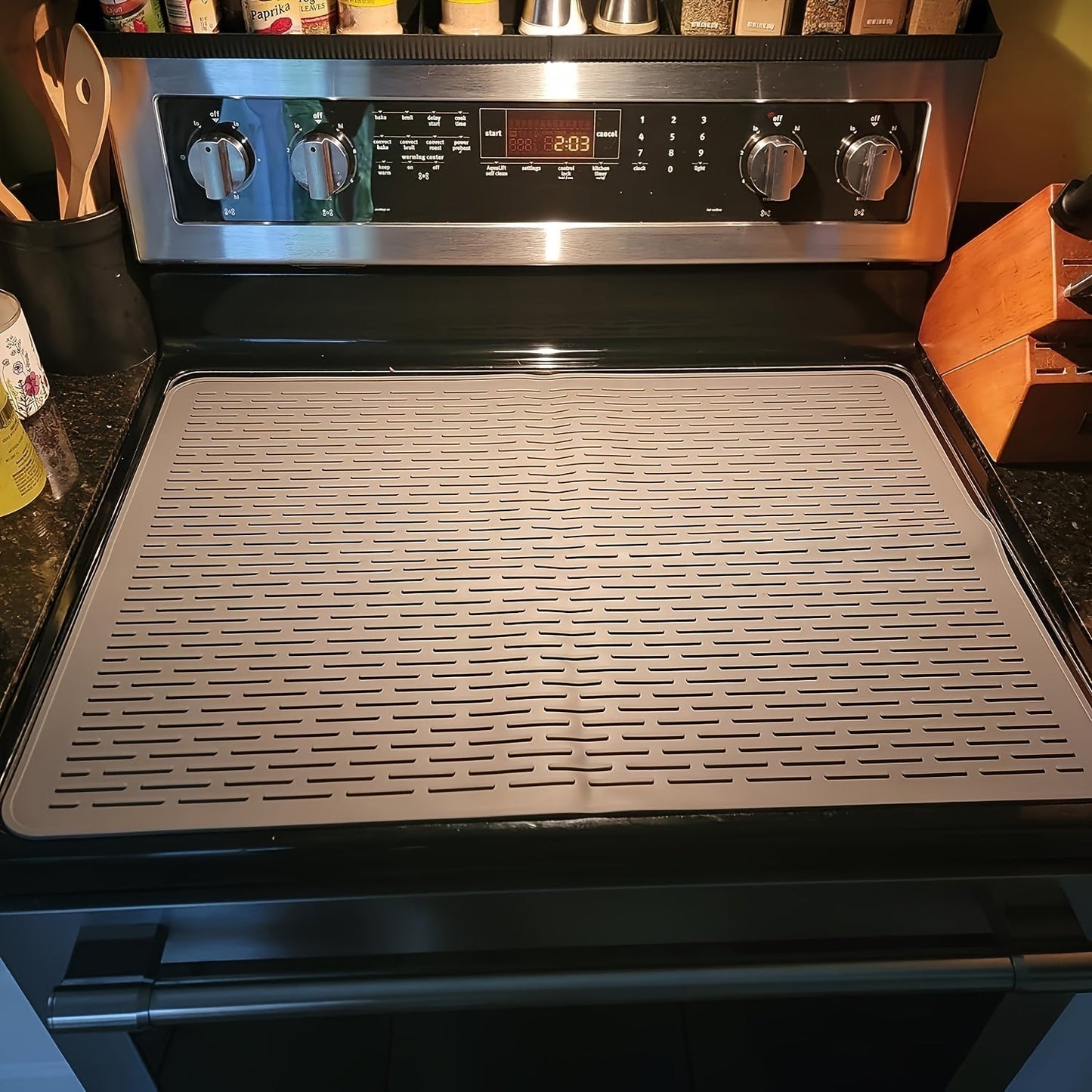 Silicone Stove Cover Cooktop Protector Mat 28x20" Heat Resistant Dishwasher Safe for Glass Top Electric Ceramic Induction Stove – Scratch & Stain Guard Dish Drying Mat Kitchen Counter Extender