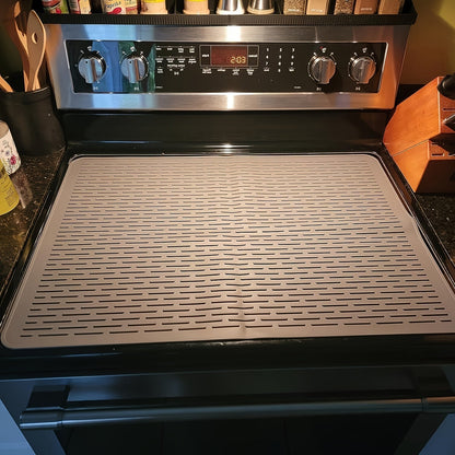 Silicone Stove Cover Cooktop Protector Mat 28x20" Heat Resistant Dishwasher Safe for Glass Top Electric Ceramic Induction Stove – Scratch & Stain Guard Dish Drying Mat Kitchen Counter Extender