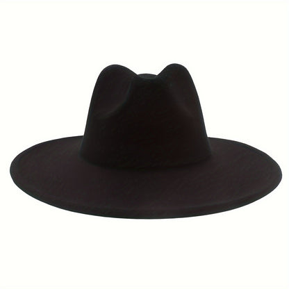 Wide Brim Cowboy Hat for Men & Women – Western Felt Fedora Cowgirl Cap, Classic Jazz Panama Trilby Style, Sun Hat for Outdoor Festivals, Travel & Everyday Casual Wear