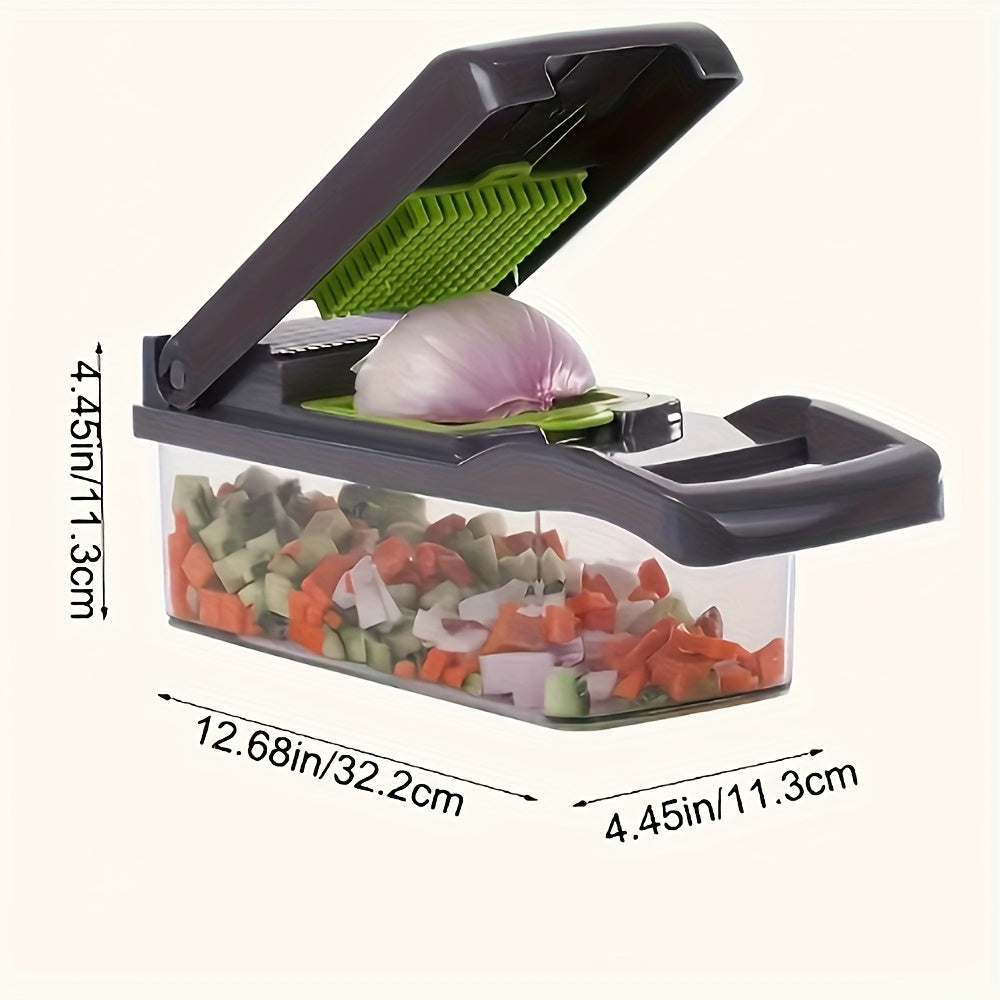 16-in-1 Manual Vegetable Chopper Set with 8 Blades, Storage Container, Peeler & Filter – Professional Onion, Carrot, Garlic Slicer & Dicer for Easy Meal Prep, Kitchen Gadget Gift for Home Cooks