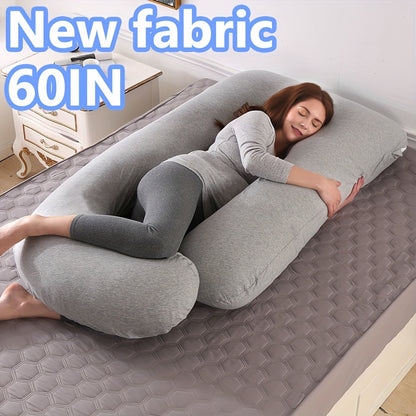 J-Shaped Maternity Pillow Full Body Pregnancy Pillow with Pillowcase – Back, Leg & Tummy Support for Comfortable Sleep, 41" & 60" Sizes, Multiple Colors & Fabrics, Great Baby Shower Gift