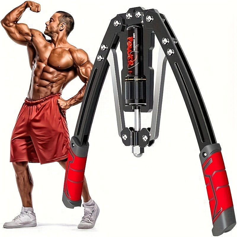 Hydraulic Arm Trainer – 22-440 lbs Adjustable Resistance, 20 Levels, Carbon Steel Foldable Home Gym Equipment for Chest Shoulder Back Multi-Muscle Workout, Non-Slip Handle