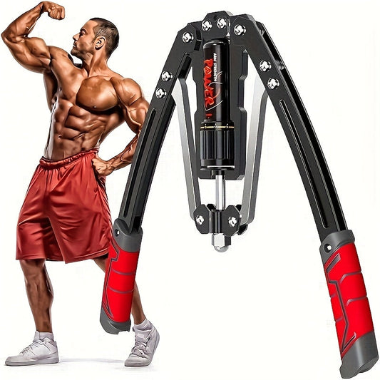 Hydraulic Arm Trainer – 22-440 lbs Adjustable Resistance, 20 Levels, Carbon Steel Foldable Home Gym Equipment for Chest Shoulder Back Multi-Muscle Workout, Non-Slip Handle