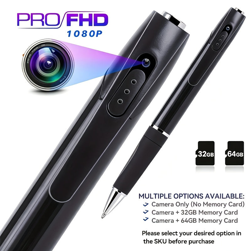 1080P FHD Portable Mini Security Camera – Indoor & Outdoor Surveillance, Body Camera Recording, Small Compact Cam for Lectures, Class, Office & Business Meetings, Optional 32GB or 64GB Card