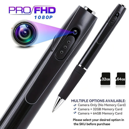 1080P FHD Portable Mini Security Camera – Indoor & Outdoor Surveillance, Body Camera Recording, Small Compact Cam for Lectures, Class, Office & Business Meetings, Optional 32GB or 64GB Card