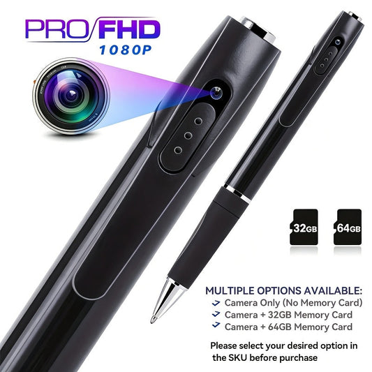 1080P FHD Portable Mini Security Camera – Indoor & Outdoor Surveillance, Body Camera Recording, Small Compact Cam for Lectures, Class, Office & Business Meetings, Optional 32GB or 64GB Card