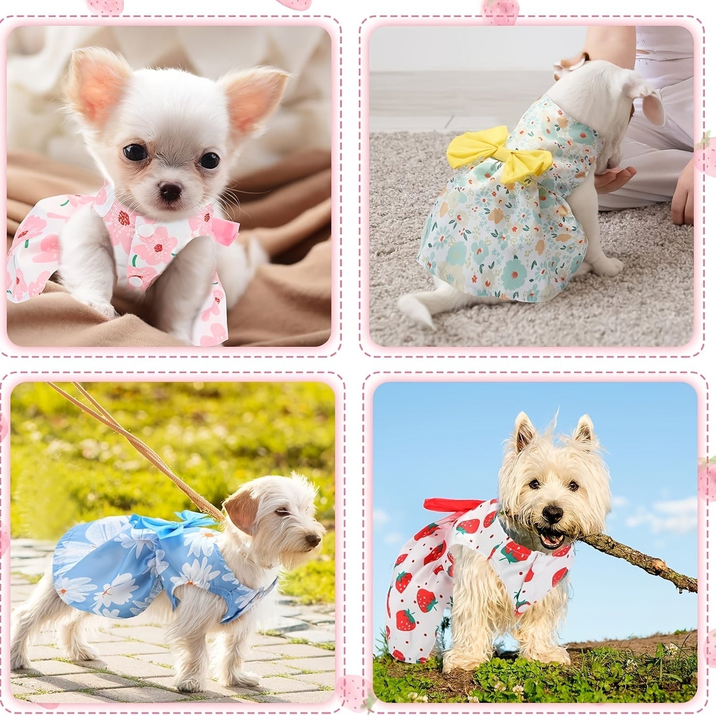 5pcs Dog Dress Set for Small Dogs Floral Princess Bow Puppy Dresses Soft Polyester Pet Costume for Yorkies Chihuahuas Cats Small Pets All Seasons 5 Cute Styles