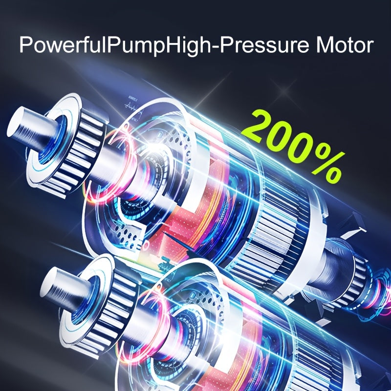Portable Tire Inflator 150PSI Cordless Air Compressor | 6000mAh Battery, 3X Fast Inflation, LCD Pressure Gauge, Auto Shutoff, LED Light, USB-C – For Cars, Motorcycles, Bicycles & Balls