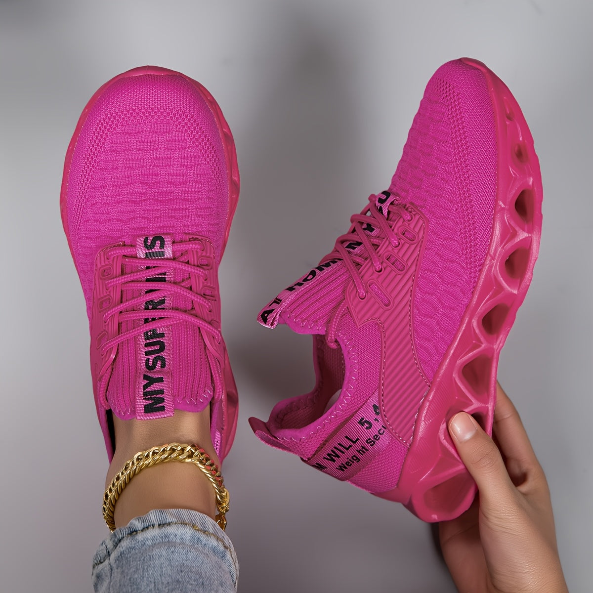Women's Lightweight Sneakers Breathable Mesh Thick Sole Lace-Up Walking Shoes Slip-On Casual Running Tennis Shoes for Women 7 Colors Sizes US 6-12.5 Trendy Versatile Workout Shoes