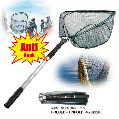 Foldable Telescoping Fishing Landing Net with Aluminum Alloy Frame – Extendable Handle 21.7–75 Inch for Bass, Trout & Fly Fishing, Professional Portable Collapsible Fish Net