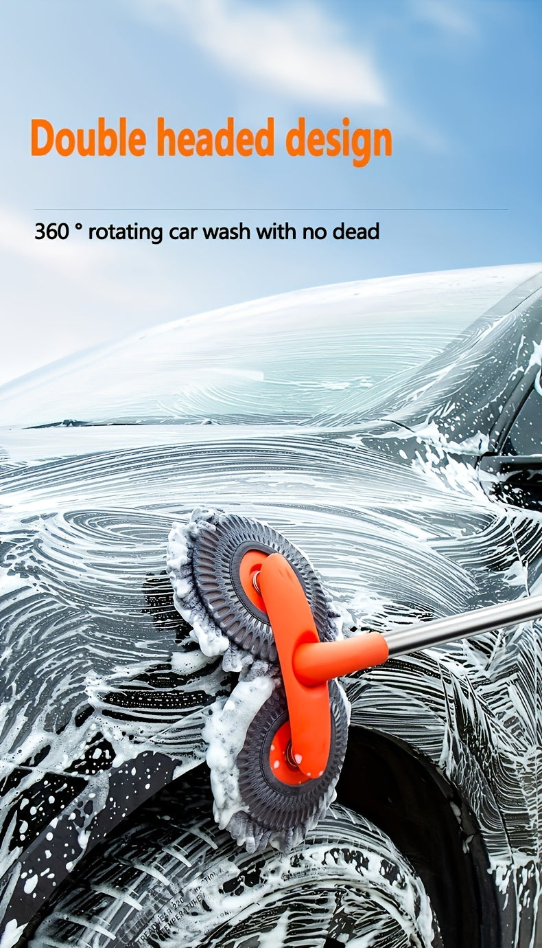Adjustable Microfiber Car Cleaning Mop & Brush Set – Extendable Handle Wash Mop for Cars & Trucks, Soft Microfiber Brush for Scratch-Free Exterior Cleaning, Flawless Shine Every Time
