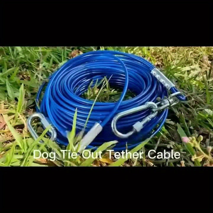 Heavy Duty Dog Tie-Out Cable for Large Dogs Up to 300 LBS Steel Wire Yard Runner Leash with Swivel Hooks - Outdoor Dog Run Cable for Yard in Blue Magenta Black S/M/L