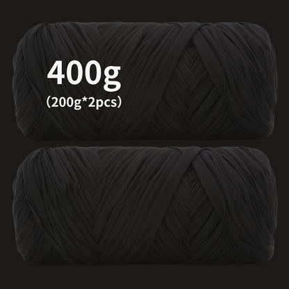 T-Shirt Fabric Yarn 400g (2 x 200g) Chunky Cotton Blend in 49 Colors – Soft Thick Yarn for Crochet Baskets, Bags, Rugs, Macrame & Knitting Projects – Beginner-Friendly Craft Yarn