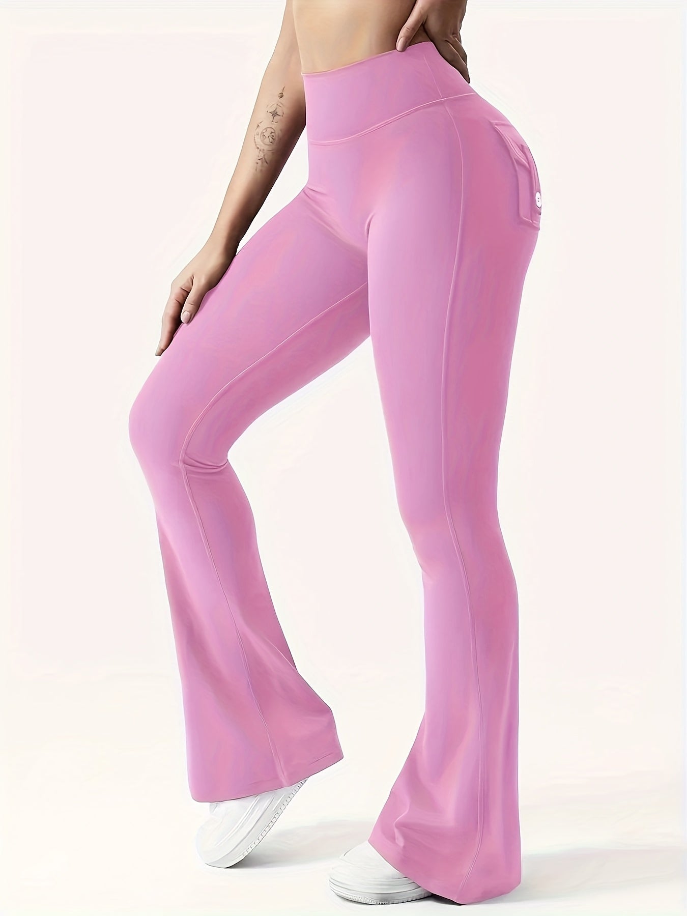Women's High Waist Flare Yoga Pants Scrunch Butt Lift Leggings with Pocket Squat-Proof 4-Way Stretch Sweat-Wicking Sportswear for Gym Running Workout – 7 Colors S-XL