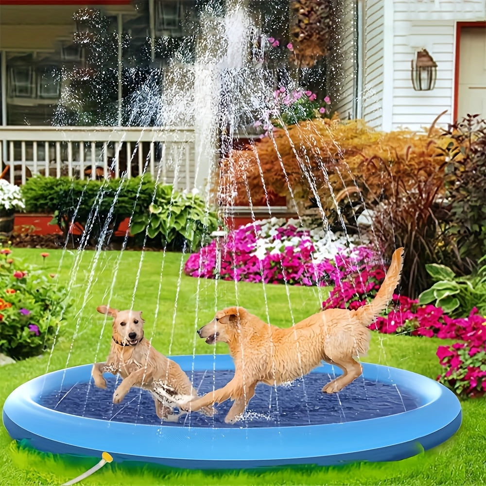 Portable Dog Splash Pad & Bathtub Mat – Ultra-Thick 0.6mm Non-Slip Foldable Pet Pool, Summer Outdoor Sprinkler Cooling Water Play Mat for Small Dogs, Puppies & Cats