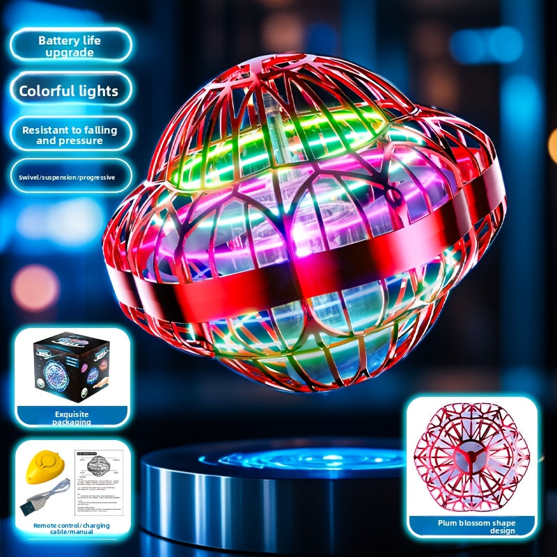 Smart Sensor UFO Hovering Flying Ball Toy Hexagonal Spinning Saucer Drone Autonomous Flight Hand Controlled Indoor Flying Robot Kids Adults Birthday Christmas Gift Blue Purple Red