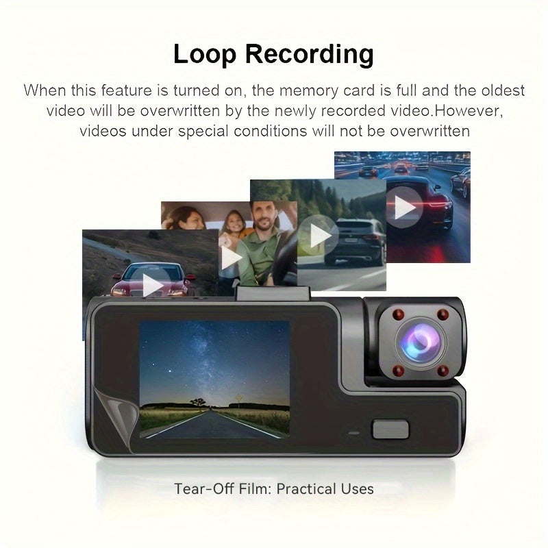 Dash Cam 2 & 3 Camera 1080P Front 720P Rear | Infrared Night Vision, 170° Wide Angle, WiFi, Loop Recording, G-Sensor, 32GB, 24H Parking Mode – Front and Rear Car Camera for All Vehicles