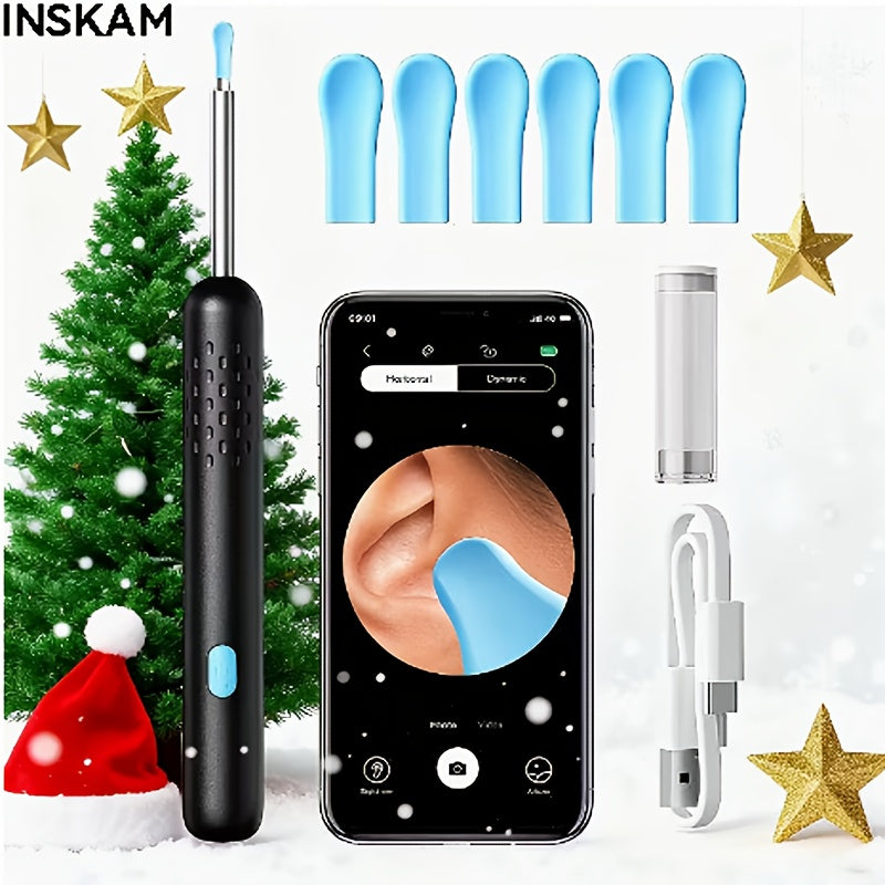 Ear Wax Removal Camera Kit 1080P HD Wi-Fi – Ear Cleaning Tool with 6 Spoons Tweezers Rechargeable Otoscope for iPhone Android Ear Care
