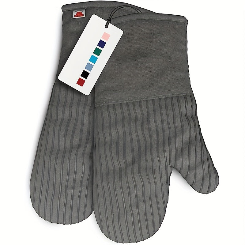 Oven Mitts and Pot Holders Set 6 Piece Heat Resistant Non-Slip Silicone Kitchen Gloves for Baking BBQ Cooking – Includes 1 Pair Mitts & 4 Pot Holders