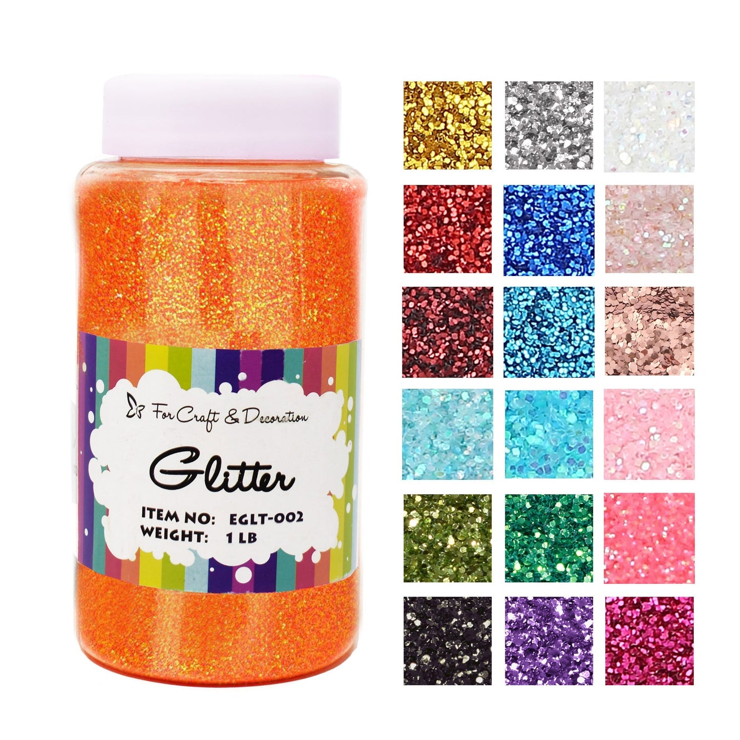 1lb Craft Glitter Powder in 19 Colors – Fine, Ultra Fine & Chunky Glitter with Shaker Top for Tumblers, Resin, Scrapbooking & DIY Crafts, Bulk Glitter for Kids & Adults