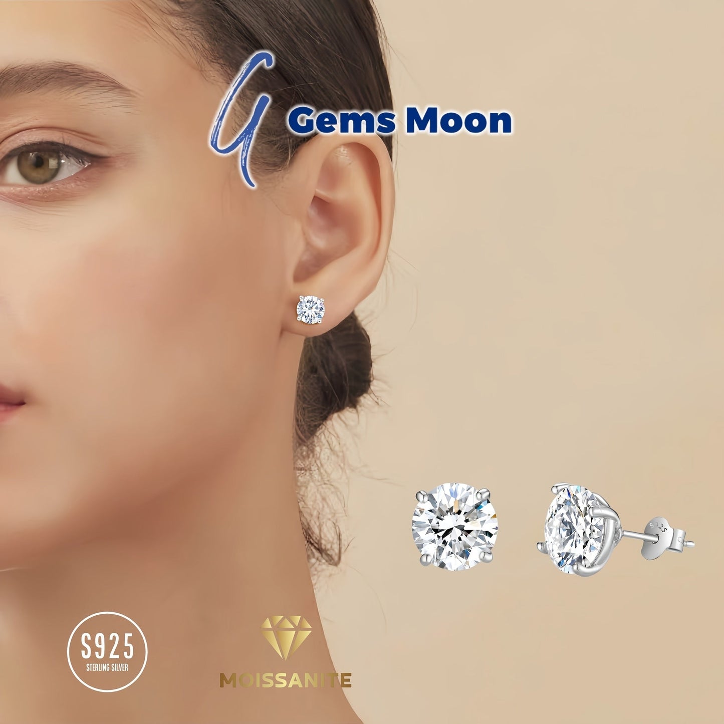 Moissanite Stud Earrings D Color VVS1 S925 Sterling Silver – Hand-Set, GRA Certified, 1CT-6CT, Velvet Pouch & Polishing Cloth Included, Jewelry Gift for Valentine’s Day, Birthday, Mother’s Day, Wedding
