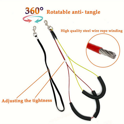 Dog Grooming Arm with Clamp 36 Inch – Adjustable Heavy-Duty Iron No-Sit Haunch Holder, 3-Section Design for Small & Medium Dogs and Cats, Includes Colorful Positioning Ropes, Professional Pet Grooming