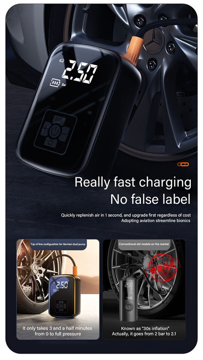 Portable Cordless Tire Inflator 150PSI Digital Display USB-C Rechargeable 4000mAh for Car Motorcycle Bike Ball