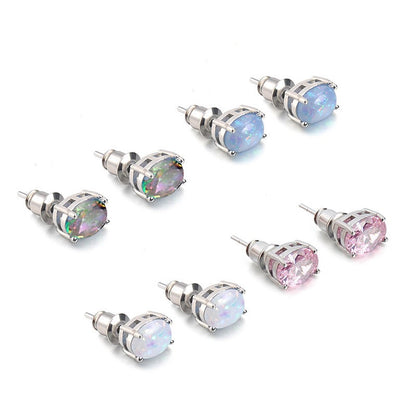 Black Opal Earrings S925 Sterling Silver Genuine Black Opal Inlay October Birthstone Stud Earrings for Women - Elegant Daily Vacation Jewelry Birthday Christmas Gift for Her