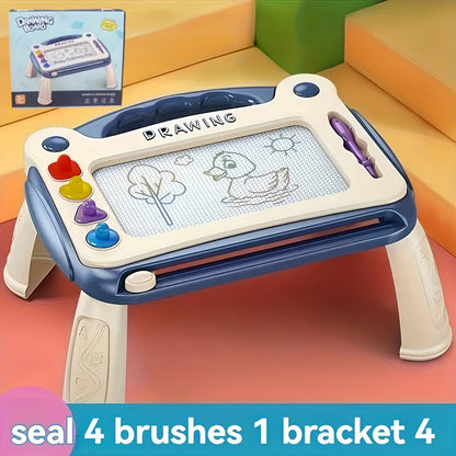 Kids Drawing Board Stamp Art Set – Creative Learning Toy with 4 Stamps, Brush & Stands, Fun Educational Art Gift for Boys & Girls, Birthday & Easter Gift, Blue Pink Green, 3 Ways to Use