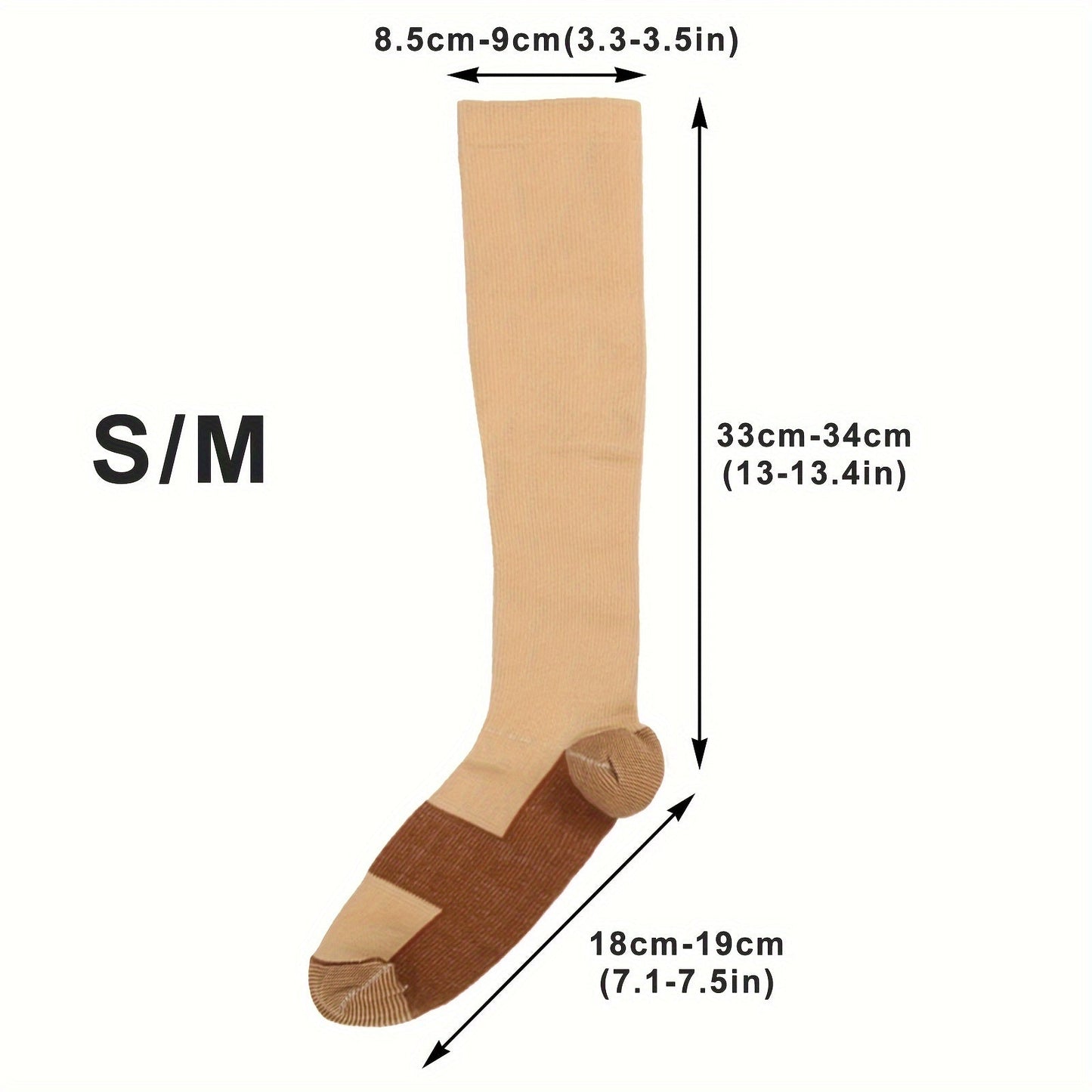 Copper Compression Socks 10 Pairs for Women & Men – Knee High Circulation Support Socks for Running Cycling Climbing Athletic Daily Wear S M L XL XXL Black Skin