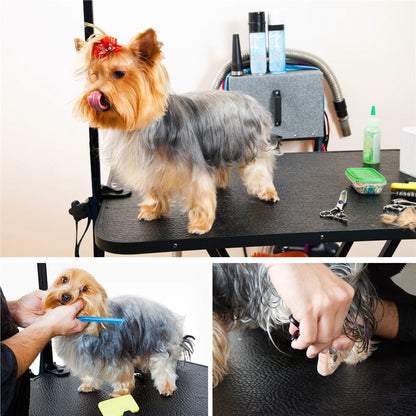 Foldable Pet Grooming Table for Dogs & Cats, Height-Adjustable Arm with Non-Slip Waterproof Surface & Folding Legs, Portable Home & Professional Pet Beauty Station