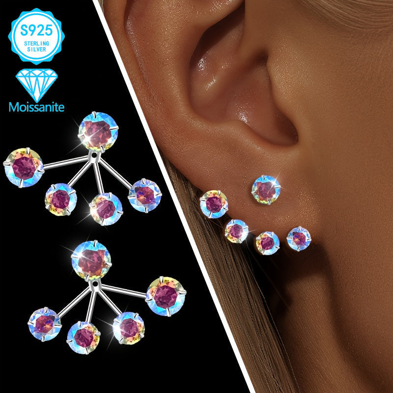 925 Sterling Silver Colorful Moissanite Torus Hoop Earrings for Women – Unique Boho Dazzling Design, Hypoallergenic Cute Delicate Jewelry for Party Daily Wear Christmas Festival Gift