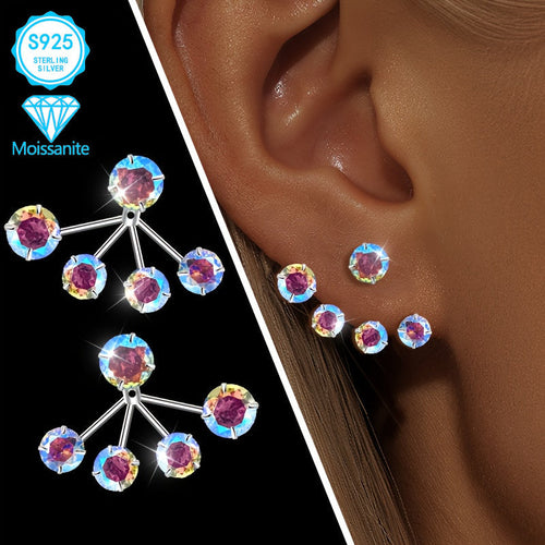 925 Sterling Silver Colorful Moissanite Torus Hoop Earrings for Women – Unique Boho Dazzling Design, Hypoallergenic Cute Delicate Jewelry for Party Daily Wear Christmas Festival Gift
