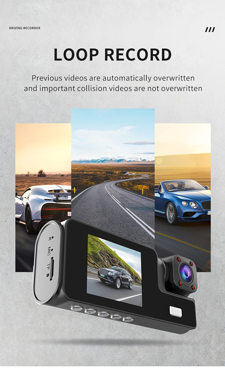 3 Channel Dash Cam 4K Front + 4K Interior + 1080P Rear with Free 32GB Card, Night Vision, G-Sensor, Wide Angle, Real-Time Recording & Parking Monitor – Velora