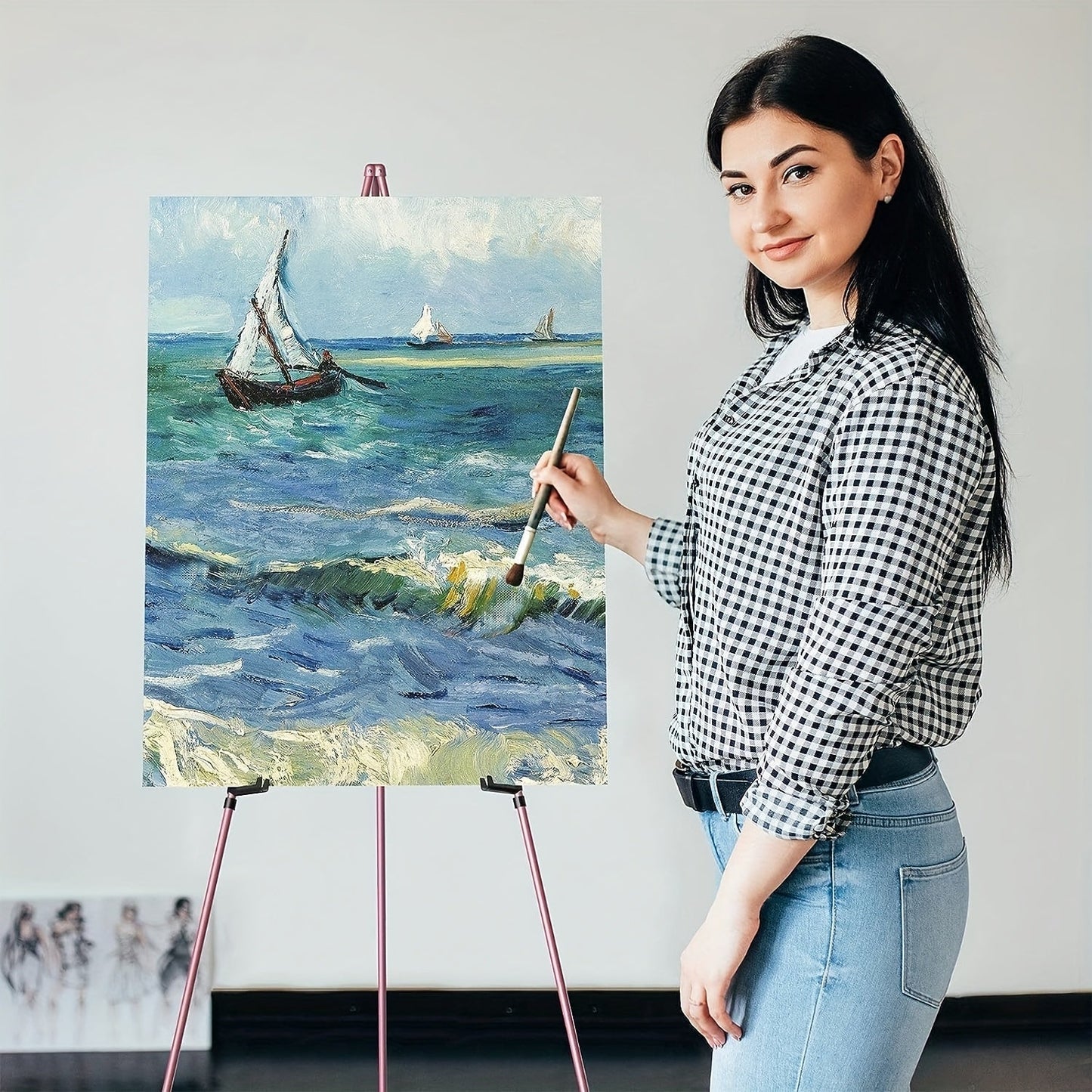 63 Inch Portable Tripod Easel Stand Foldable with Carrying Bag – Adjustable Metal Floor Easel for Wedding Signs Posters Art Painting Trade Shows and Events – Holds Up to 10 lbs