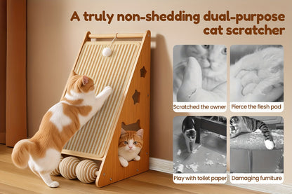 27 Inch Sisal Cat Scratching Board – Multi-Functional Wear-Resistant Cat Paw Pad Furniture Protector with 3 Teaser Balls, Easy Install, Indoor Cat Scratching Pad