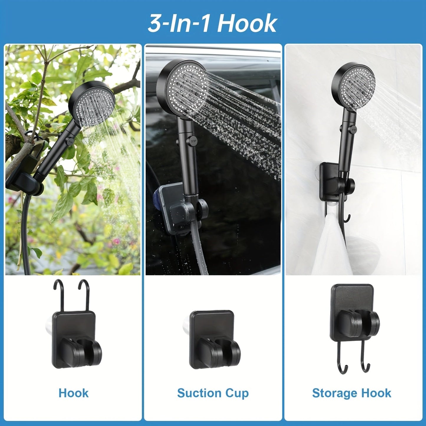 Portable Camping Shower 6000mAh Battery 120-Min Runtime 6 Spray Modes Smart Temperature Display – Lightweight Outdoor Shower Pump for Camping, Hiking, Pet Cleaning, Car Washing & Beach