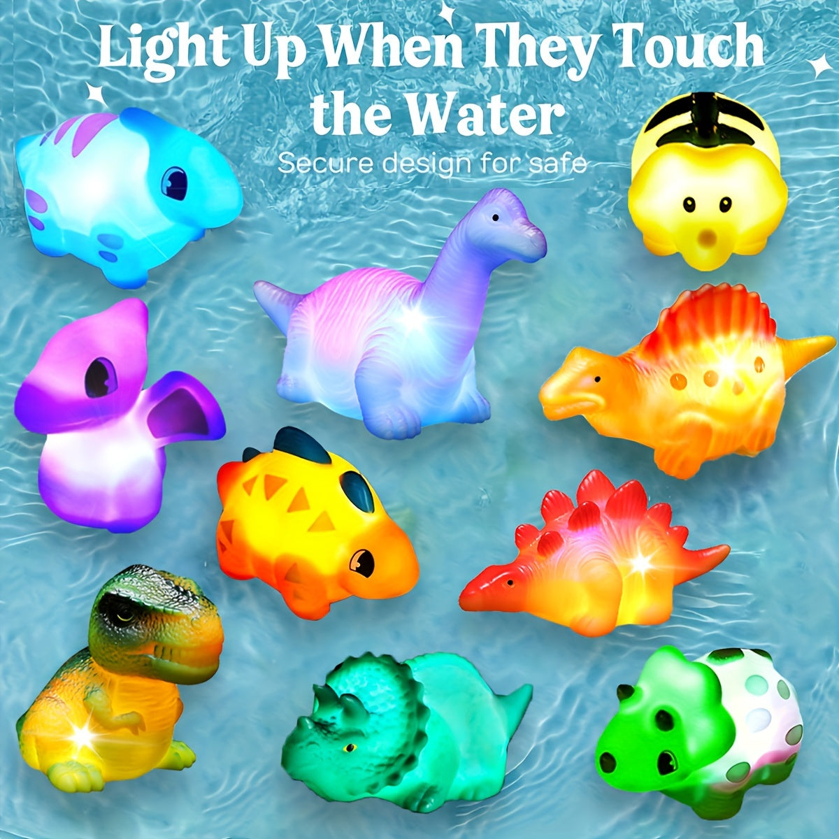 Light-Up Floating Dinosaur Bath Toys for Kids – Glowing Bathtub & Pool Toys Set (2/4/6/8/12 Pack) | Colorful, Animal Park & Marine Animals Themes | Birthday & Christmas Gift for Toddlers & Children