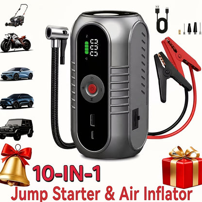 3000A Car Jump Starter 9-in-1 with Built-In Tire Inflator, USB Ports & LED Emergency Light – 12V Portable Wireless Battery Booster for Cars, Trucks & SUVs – Roadside Emergency Tool – Velora