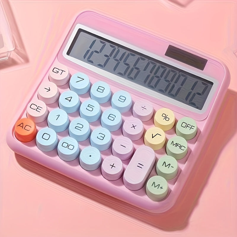 12-Digit Solar Desktop Calculator – Large Display, Big Buttons, High-Precision, No Battery Required, Portable Office & Student Calculator for Home, School & Business