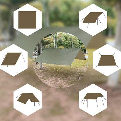 Outdoor Camping Tarp Canopy with UV Protection & Alloy Bracket – Portable Foldable 4-Person Shelter for Backpacking, Hiking, Garden & Outdoor Survival | All-Season Camping Awning
