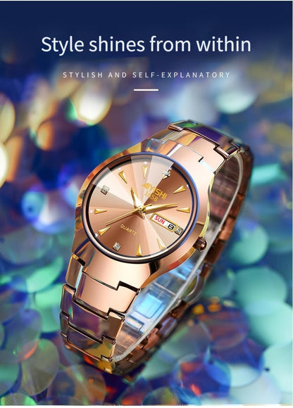 Men's Luminous Quartz Business Watch with Dual Date Calendar – Elegant Zinc Alloy Case, Simple Trend Design, Dress & Casual Wear