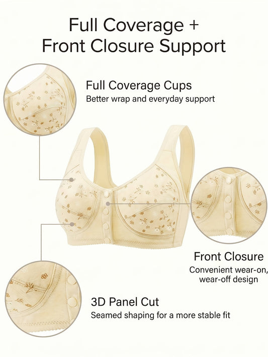 7 Pack Seamless Wireless Bra Set for Women – Soft Front Button Bralettes, No Underwire, Comfortable & Breathable for Daily Wear, Yoga, Travel & Festivals, Sizes S-XXL