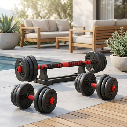 Adjustable Dumbbell Set 22 lb & 44 lb – 3-in-1 Quick-Adjust Free Weights for Home Gym, Strength Training, Full-Body Workouts, Space-Saving Compact Fitness Equipment for Men & Women