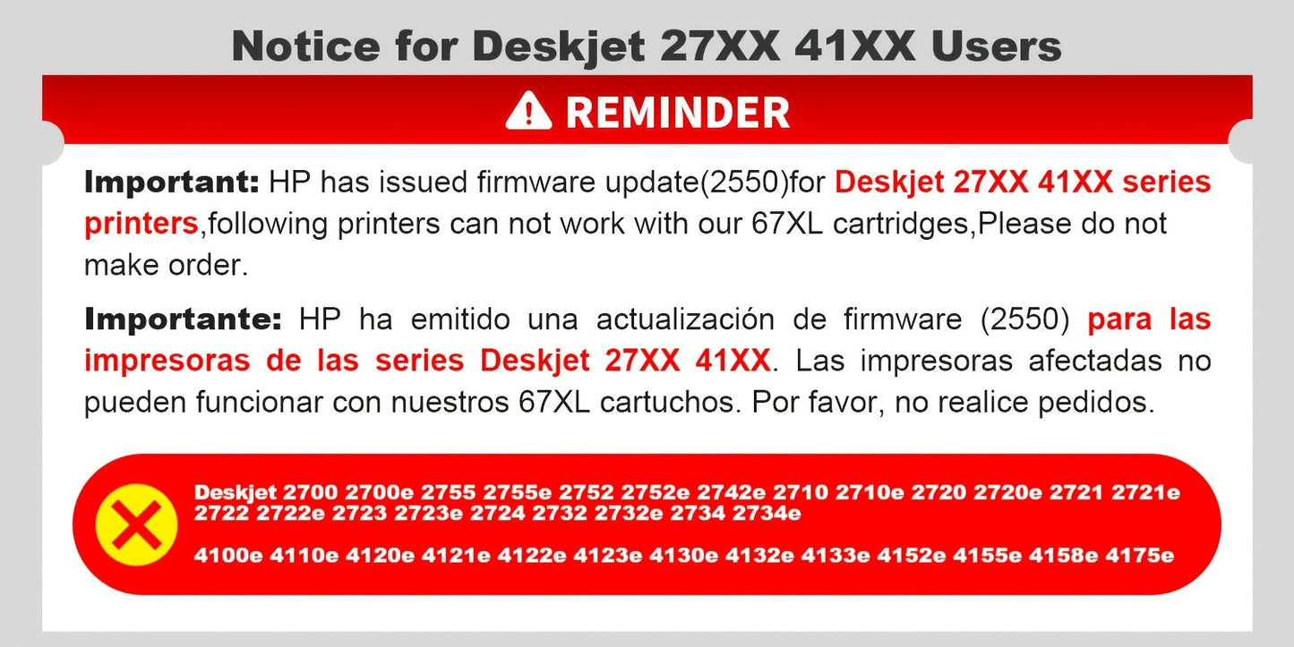 HP 67XL Ink Cartridge Replacement, Remanufactured 67XL Black & Color Ink for HP DeskJet 2732 2755 2752 2742, ENVY 6052 6055 6058 6075 Printer – High Yield, More Pages Per Cartridge