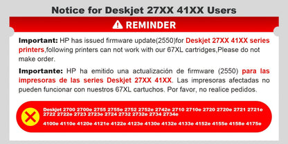 HP 67XL Ink Cartridge Replacement, Remanufactured 67XL Black & Color Ink for HP DeskJet 2732 2755 2752 2742, ENVY 6052 6055 6058 6075 Printer – High Yield, More Pages Per Cartridge
