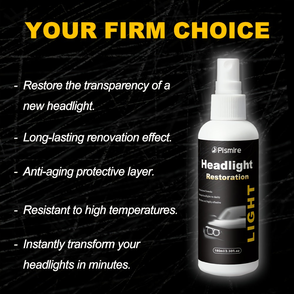 Ceramic Coating Headlight Restoration Spray 100ml – Advanced Ceramic Formula, No Polishing or Sanding Required, Spray-On Headlight Repair & Renovation Fluid, Restores Clarity Fast, Universal Fit for All Car Models, Headlight Cleaner & Protectant