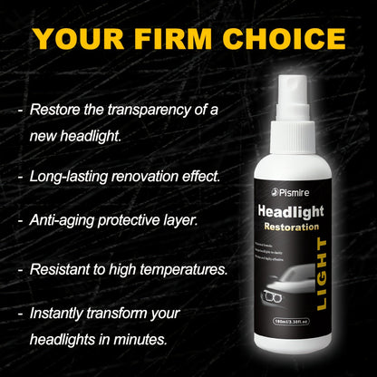 Ceramic Coating Headlight Restoration Spray 100ml – Advanced Ceramic Formula, No Polishing or Sanding Required, Spray-On Headlight Repair & Renovation Fluid, Restores Clarity Fast, Universal Fit for All Car Models, Headlight Cleaner & Protectant