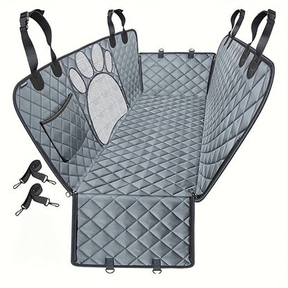 Dog Seat Cover Hammock – Heavy Duty Waterproof Scratch-Resistant Pet Rear Seat Cover for Cars, Trucks & SUVs, Anti-Slip Durable Soft Car Mat with Open Net, Dog Car Seat Cushion & Trunk Protector