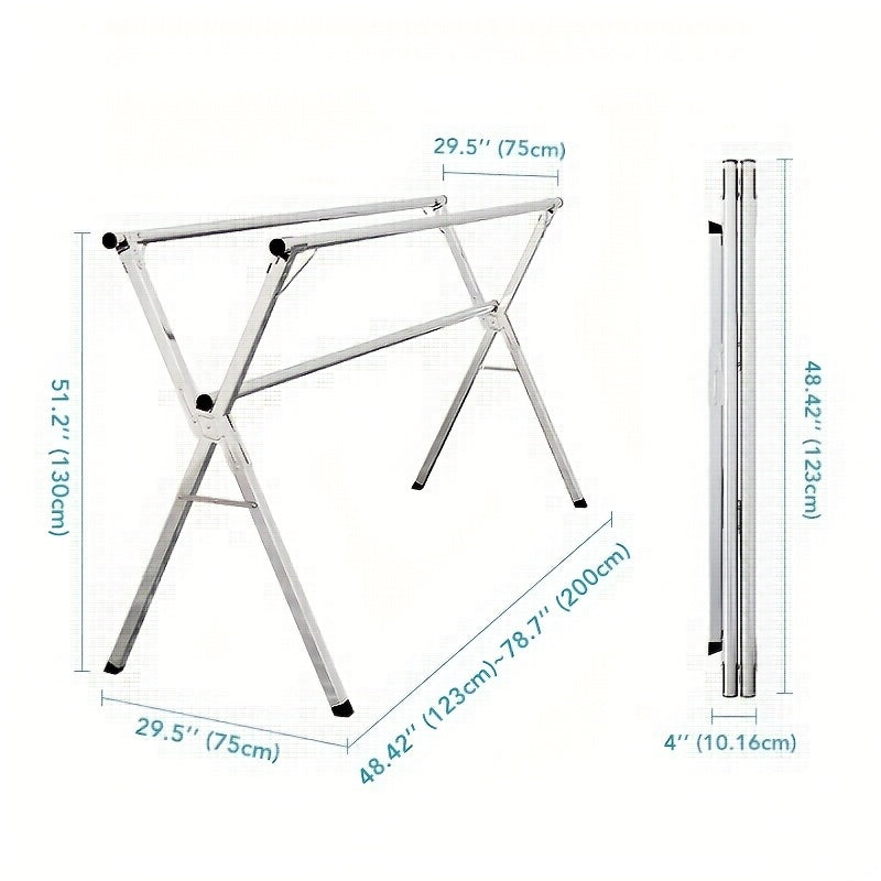 Clothes Drying Rack Stainless Steel 63" & 78.7" Retractable Foldable Heavy Duty Laundry Drying Rack, Collapsible Indoor Outdoor Clothesline with Adjustable Length for Balcony Bedroom Laundry Room